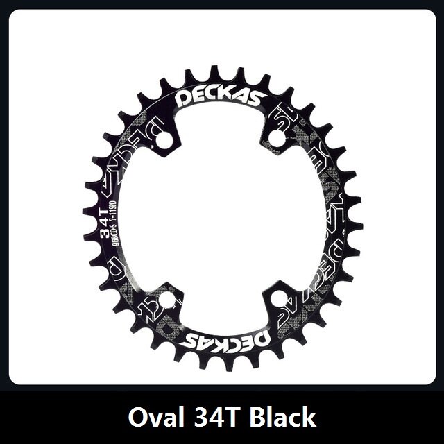 Deckas 96BCD Round / Oval Narrow Wide Chainring 32T 34T 36T 38T Mountain Bike Chainring for SHIMANO XT SLX M7000/M8000/M9000: Oval 34T Black