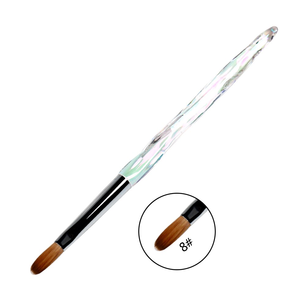 ANGNYA 12 #14 # Acryl Nagel Pinsel Gewellt Kolinsky Zobel Nagel Kunst UV Gel Baumeister Manikübetreffend Pinsel Flache Runde diamant Gradienten Griff: Größe 8