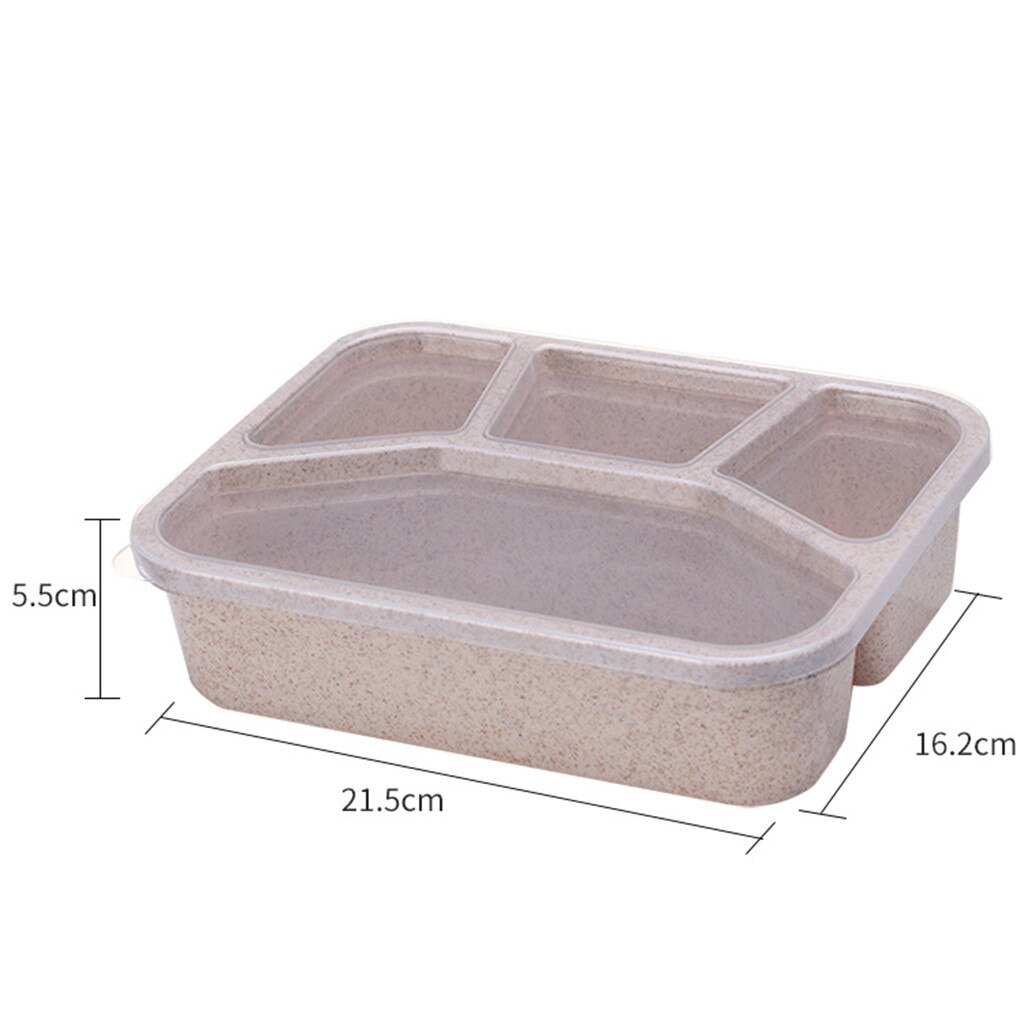Fiambrera con 4 compartimentos de plástico, contenedor de almacenamiento de alimentos dividido, portátil, microondas, Picnic, Camping, rectangular, al aire libre