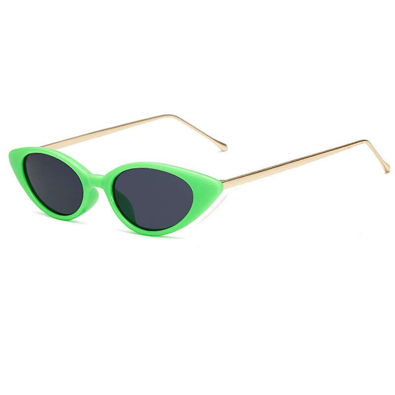 Ladies Cat Eye Sunglasses Women Brand Small Frame Sun Glasses for Female Trend Glasees UV400 O5: C3 Green-Grey