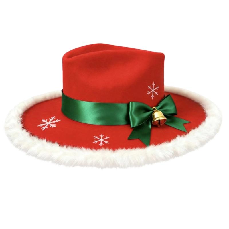 31BB Christmas Top Hat with Furry Brims Cap Year Party Cosplay Accessories
