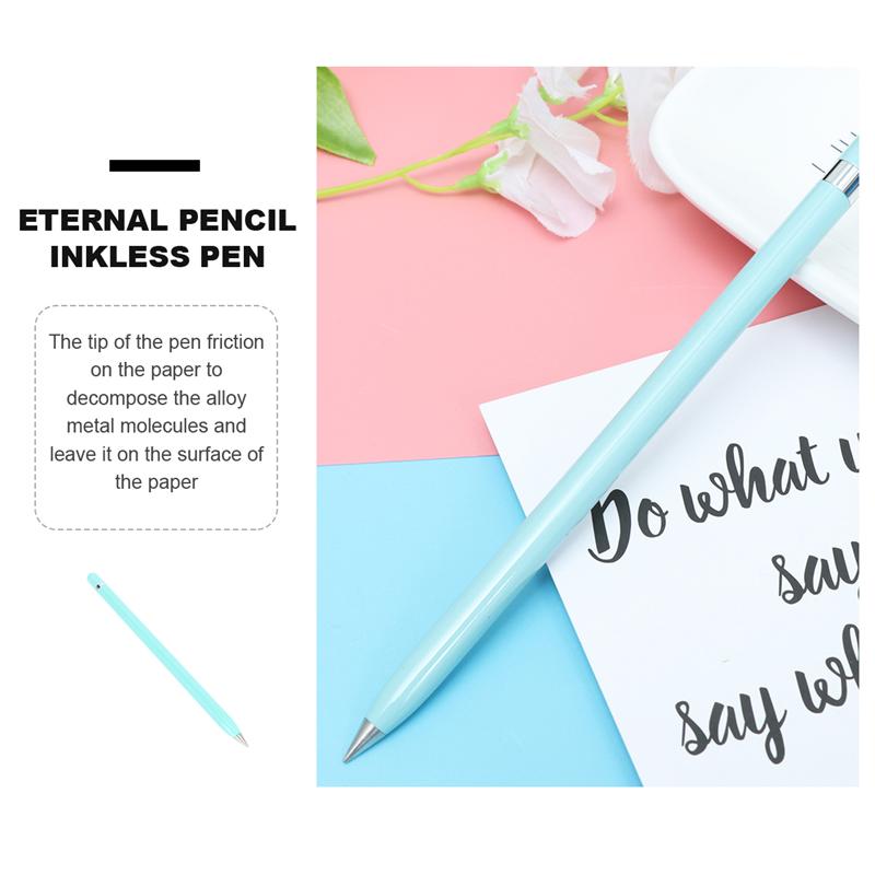 1Pc 4 Kleuren Stijl Eeuwige Potlood Legering Tip Inktloze Pen Geen Refill Eeuwige Oneindige Schrijven Potlood Voor School leveranties