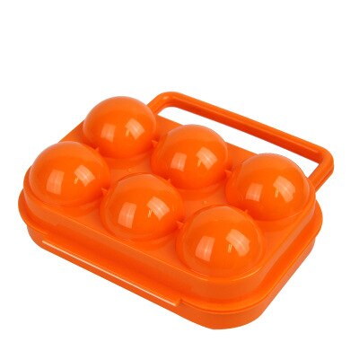 6 Grids Egg Holder Box Kitchen Storage Box Egg Carrier For Outdoor Camping Hiking Picnic: Orange