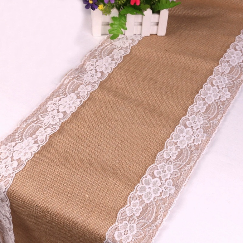 Burlap Table Runners White Lace Table Runner Rustic Country Wedding Decor Vintage Romantic Table Cloth Home Table Decor