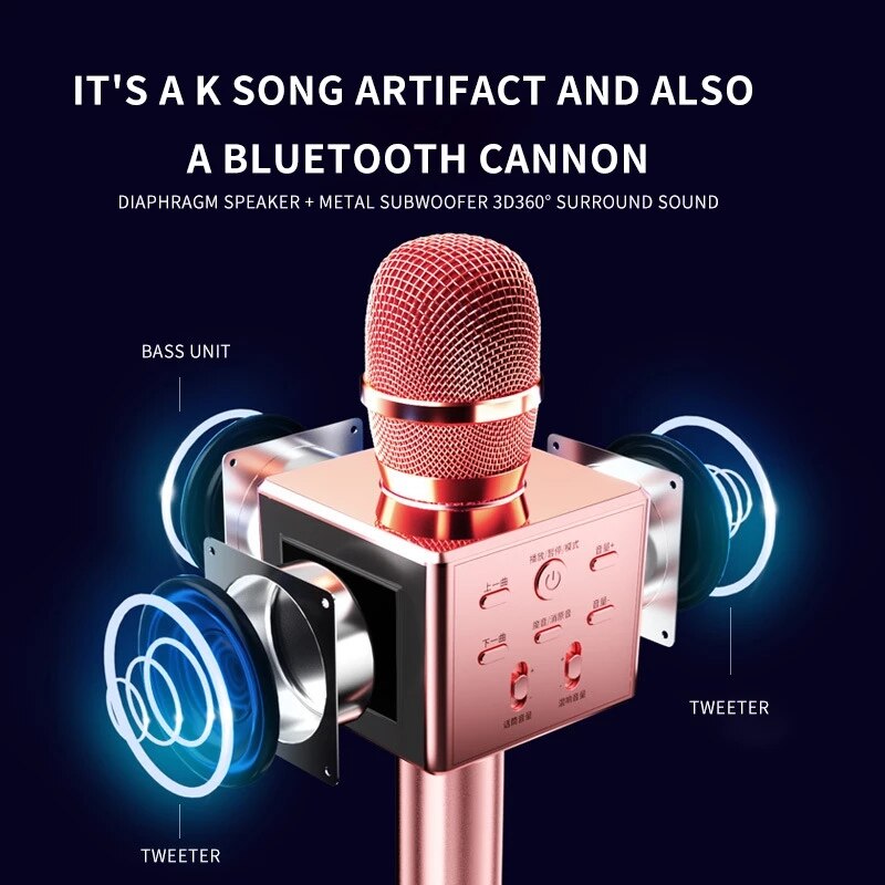 Wireless bluetooth karaoke microphone micro mic for singing home phone mobile cell children kids blutooth condenser karoke child