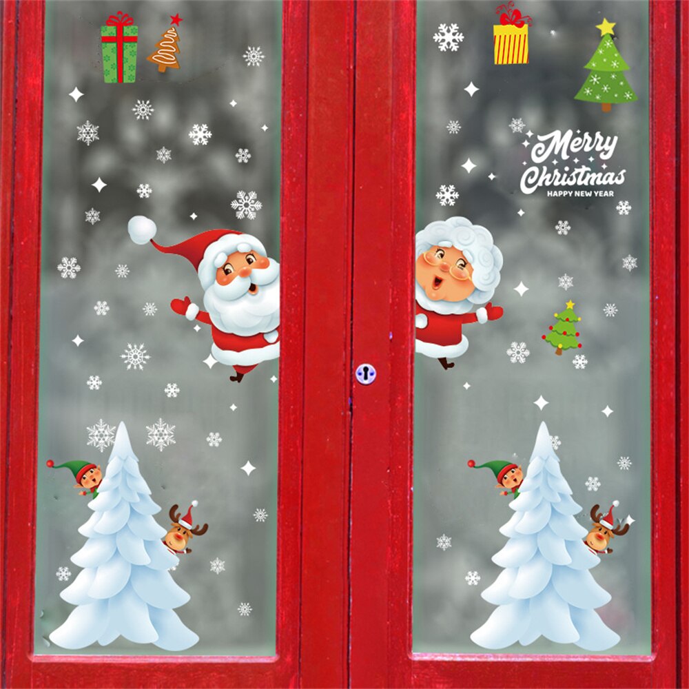 Plastic White Christmas Snowflakes Window Stickers Reusable Self-adhesive Home Decorations Winter Wall Decals for Kid's Room