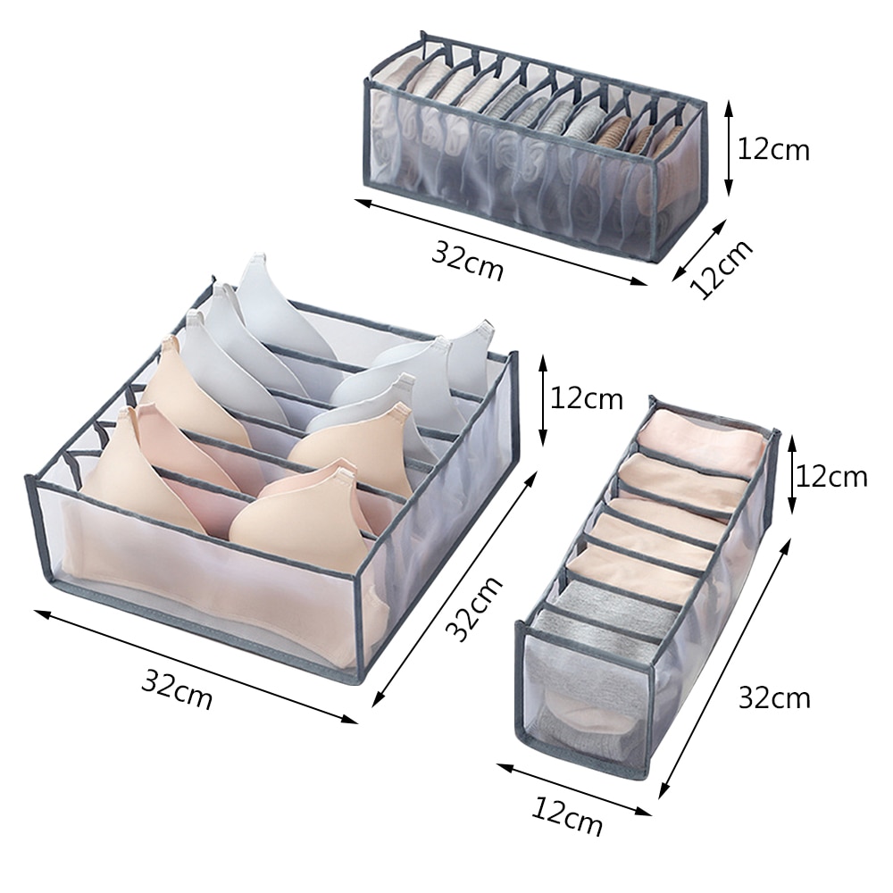 3Pcs/Set Underwear Bra Organizer Storage Box 2 Colors Drawer Closet Organizers Boxes For Underwear Scarfs Socks Bra