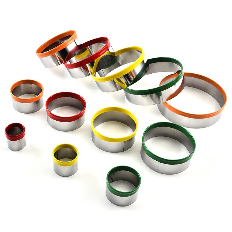 12PCS Round Cookie Biscuit Cutter Set Circle Pastry Cutters for Donut and Scone Stainless Steel Metal Ring Baking Molds