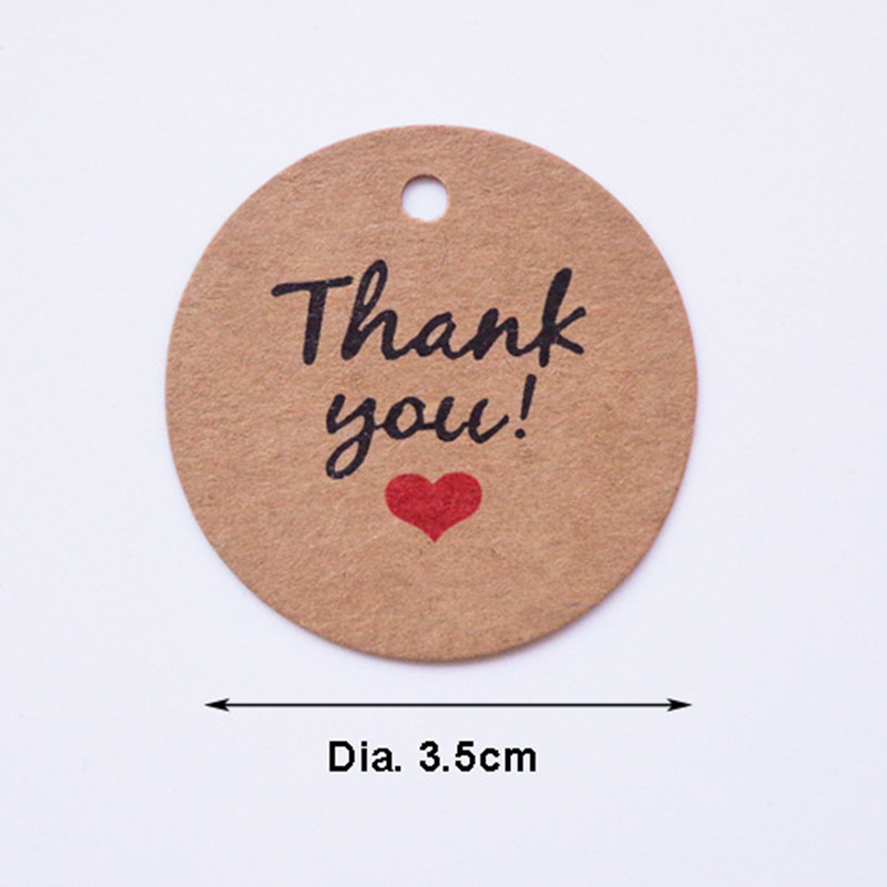 100 Pcs Thank You Handmade Thanks To Red Hearts Kraft Paper Tag Tag Card Tag