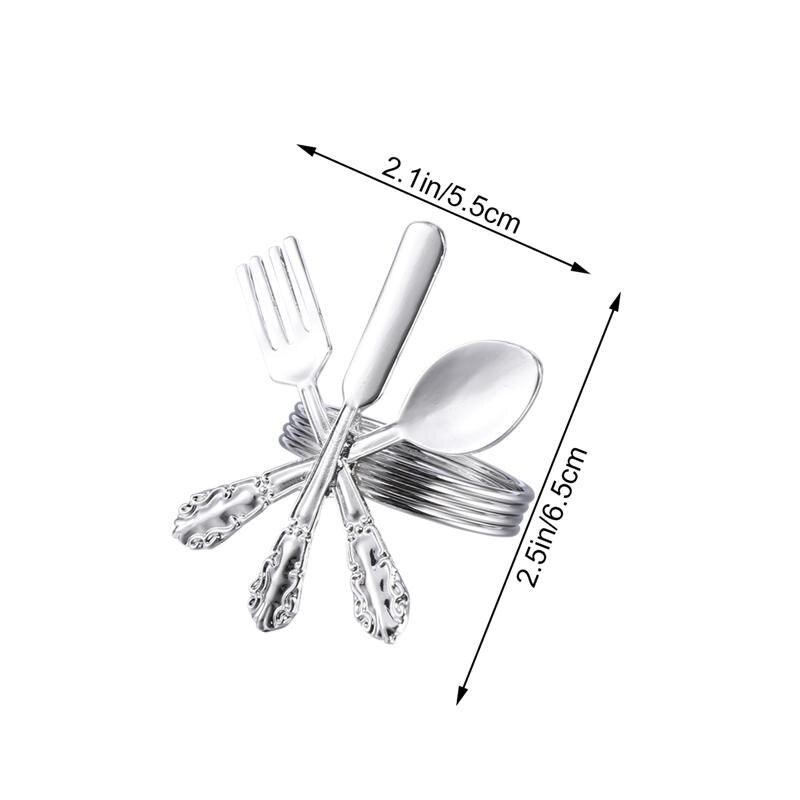 Zinklegering Mooie Vork Mes Lepel Zilveren Servetringen Servies Servetring Houder Voor Bruiloft Tafel Decoratie (Silver)