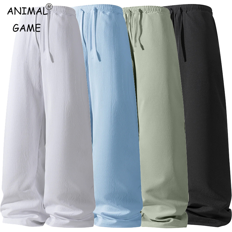 Nouveaux hommes pantalons de survêtement respirants couleur unie coton pantalons décontractés Joggers Streetwear ample léger mince pantalon hommes