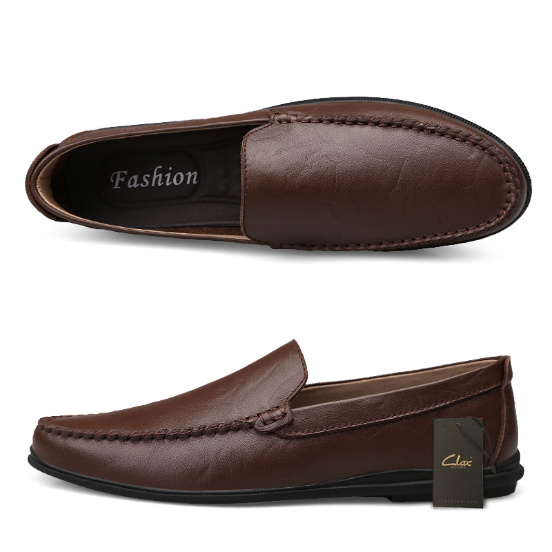 Clax herre mokkasiner sommer mand læder sko slipons mandlige båd sko flade loafers åndbar