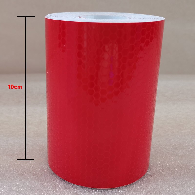 10cm*10m Reflective Sticker Safe Lowes Crystal Fluorescent Printed Checkered Red White Twill Reflective Vinyl Road Marking Tapes: PVC-Red-10