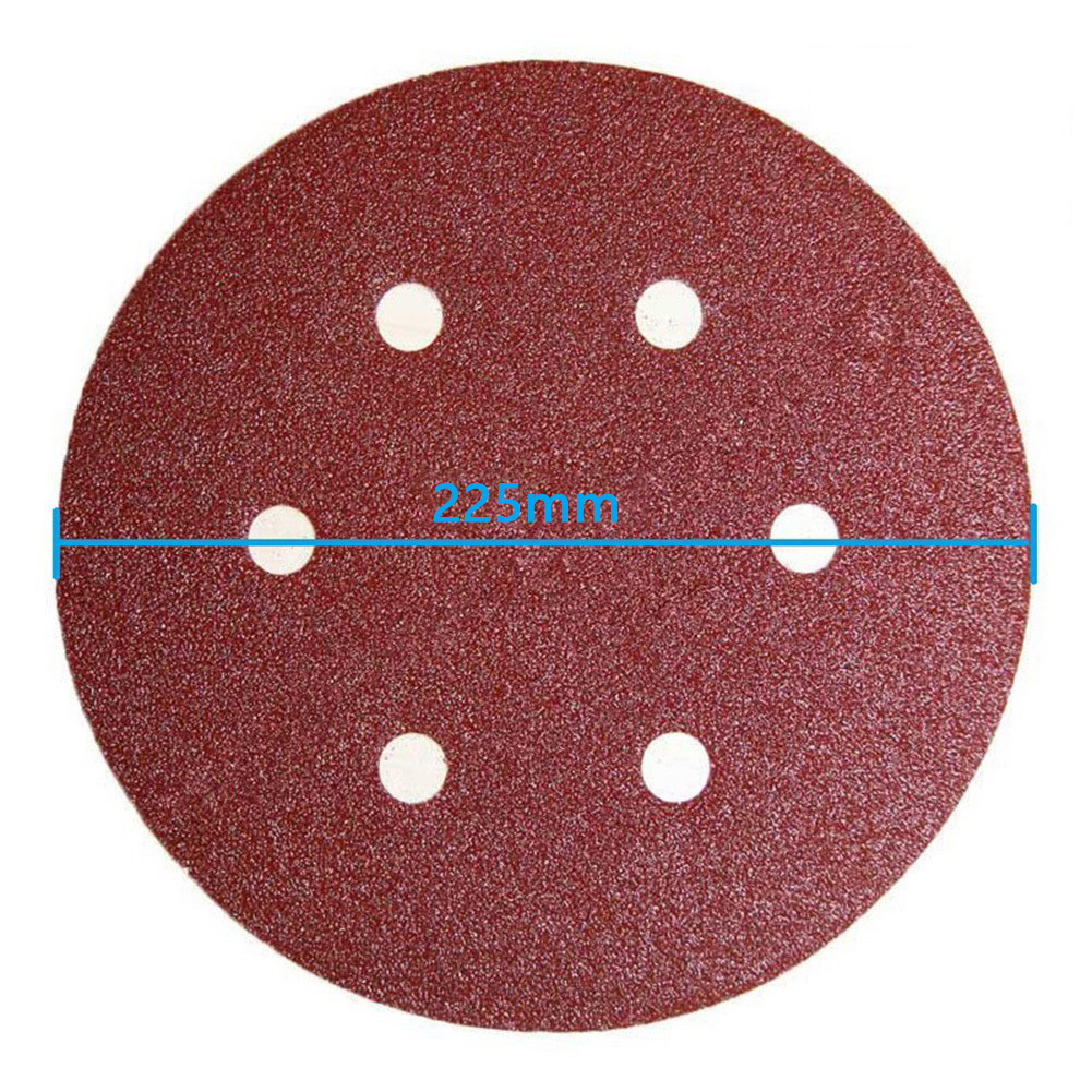 5 st. 9 tums 225mm- tums sandpapper, 6- håls slipskivor, slippapper, 40-2000- korns självhäftande sandpappersark för excenterslip