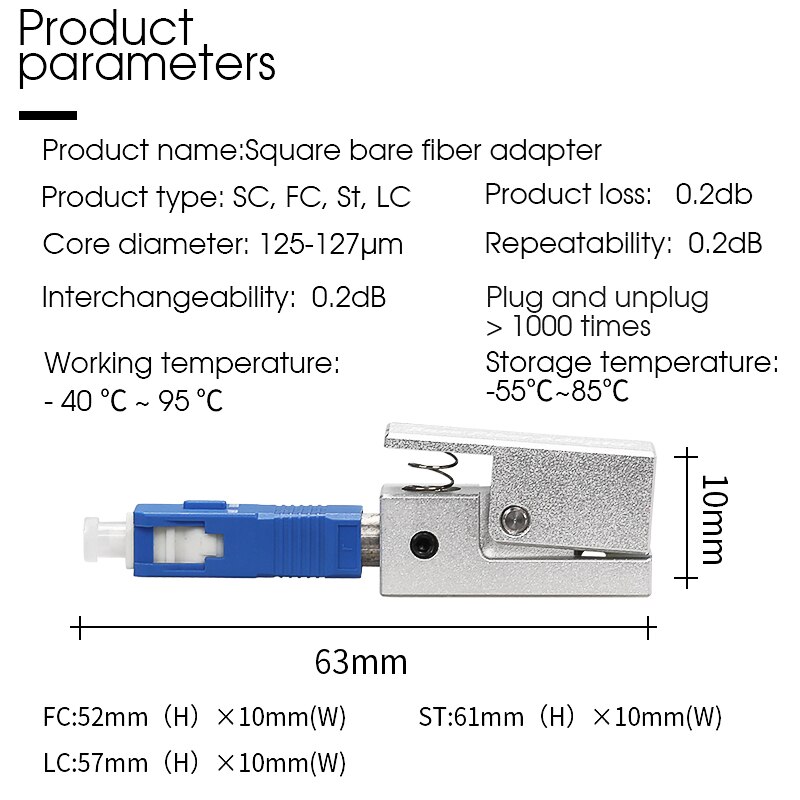 Optic Fiber Connector FC SC ST Square Bare Adapter Flange Temporary succeeded OTDR Test Coupler Special