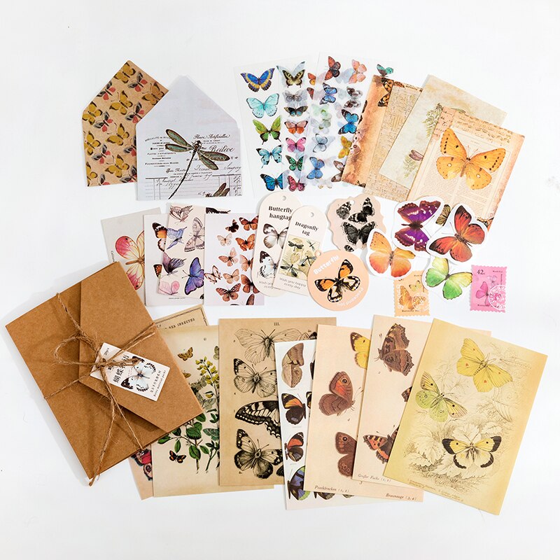 30 unids/lote decorativo Vintage Scrapbooking material DIY conjunto diario álbum Retro etiquetas Collage material de papel hecho a mano artesanía: B