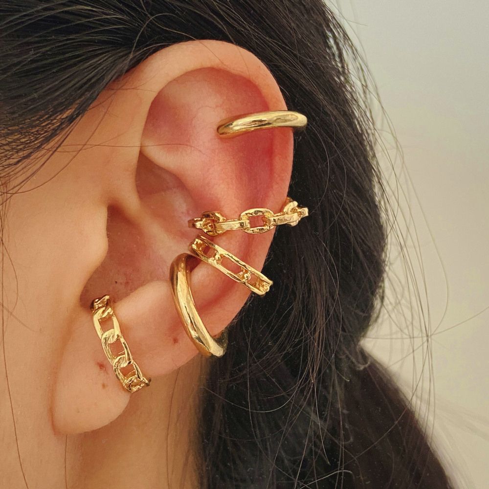 5 Teile/satz Koreanische Kreative Weibliche C-bilden Multi-schicht Clip Ohrringe Einfache Ohne Ohrlöcher Ohr Clip einstellen Schmuck