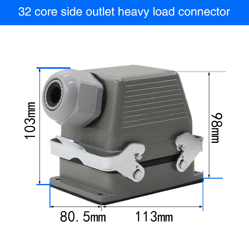 HDC-HE4 6 10 16 20 24 32 48 Core Pin 16A Rectangular Heavy Duty Connector Waterproof Aviation Plug Top And Side Line Connector: green