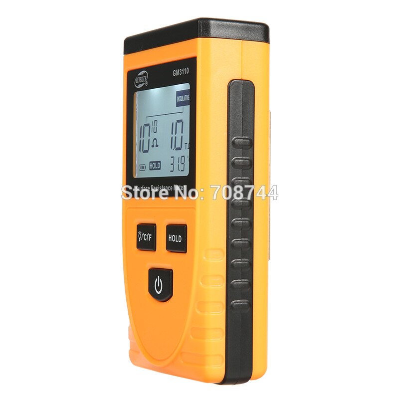 BENETECH GM3110 Surface ResistanceTester Anti-static LCD Tester Digital Display Anti-static Resistance Meter Temperature Meter