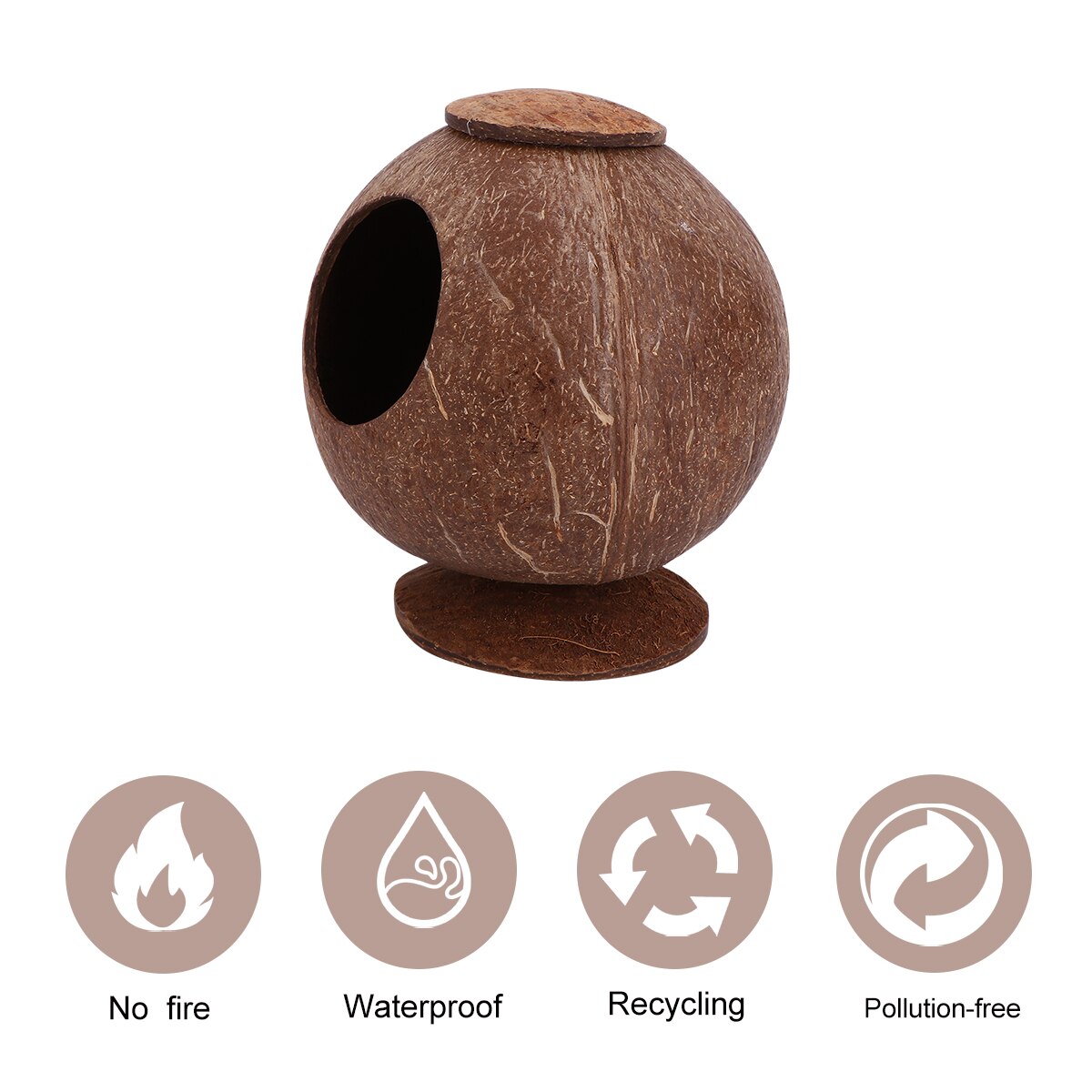 Polished Coconut Shell Nest Pet Bird Nest Hamster Squirrel Breeding Nest Crafts Beautiful Bird House with Base Desktop Guinea Pi