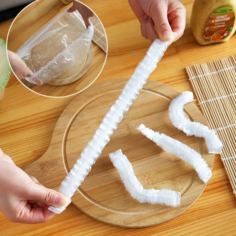 Cubierta desechable reutilizable para alimentos, envoltura de plástico, tapas elásticas duraderas para alimentos para tazones, cubiertas de platos elásticos para cocina, bolsa de ahorro de alimentos
