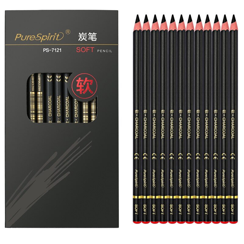 12 pcs/box pencil 2B to 14B Full range of art pencils student painting pen sketch pen wooden charcoal pencil