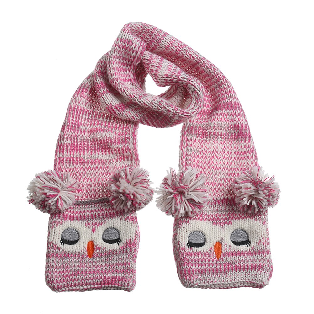 Cartoon Autumn Winter Children Scarf Cute Shawls Thick Warm Neck Soft Wrap Scarves Knitted Neck Warmer for Outdoor Camping: Rose Red	
