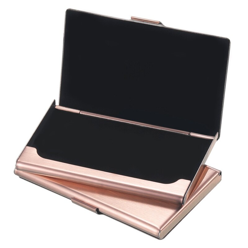 Paquete de 2 fundas para tarjetas de visita Unisex de acero inoxidable para tarjetas de crédito Tarjeta De Nombre tarjetas de identificación