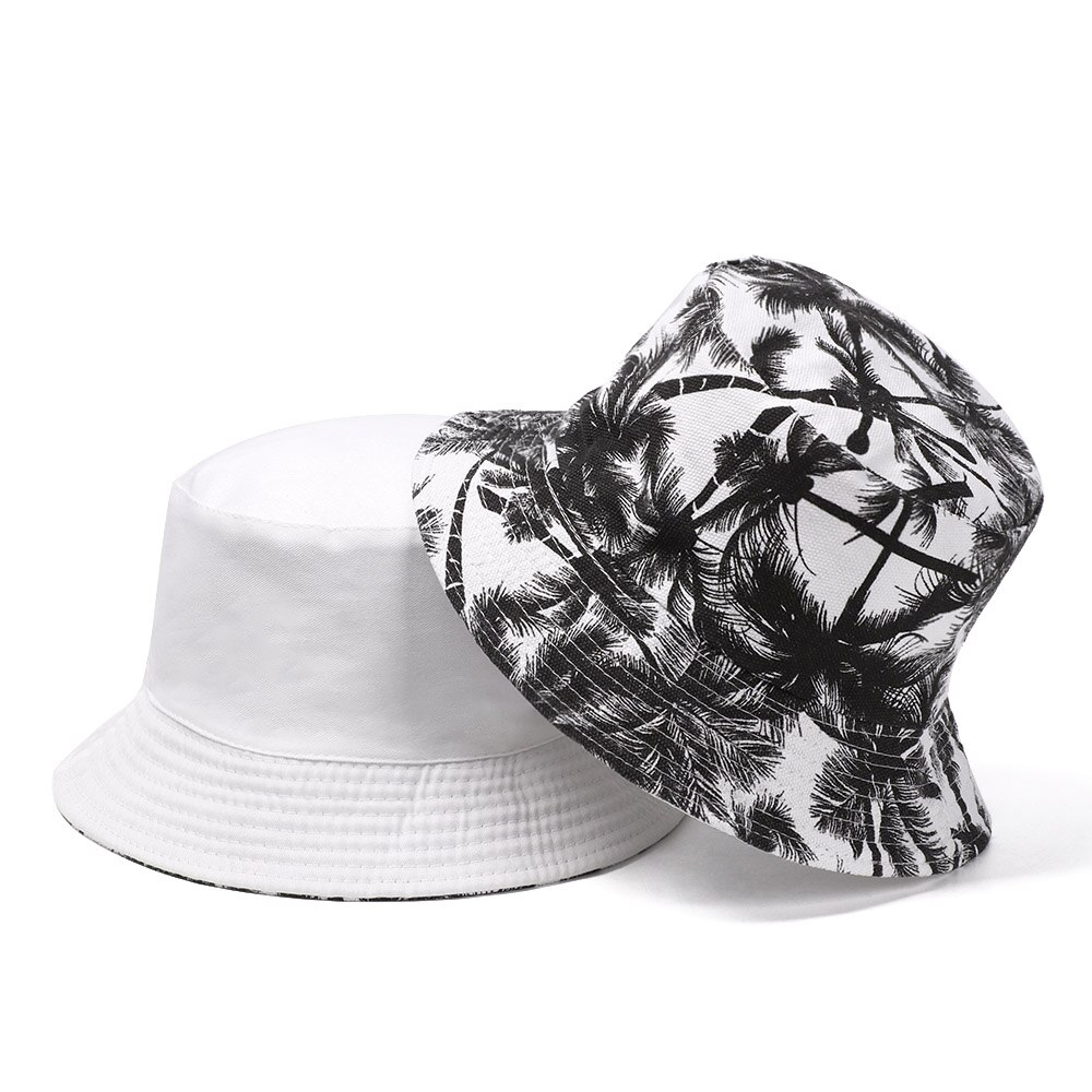 Canvas Foldable Double-Sided Fisherman Cap Women Men Outdoor Sunscreen Hat Coconut Bucket Hat