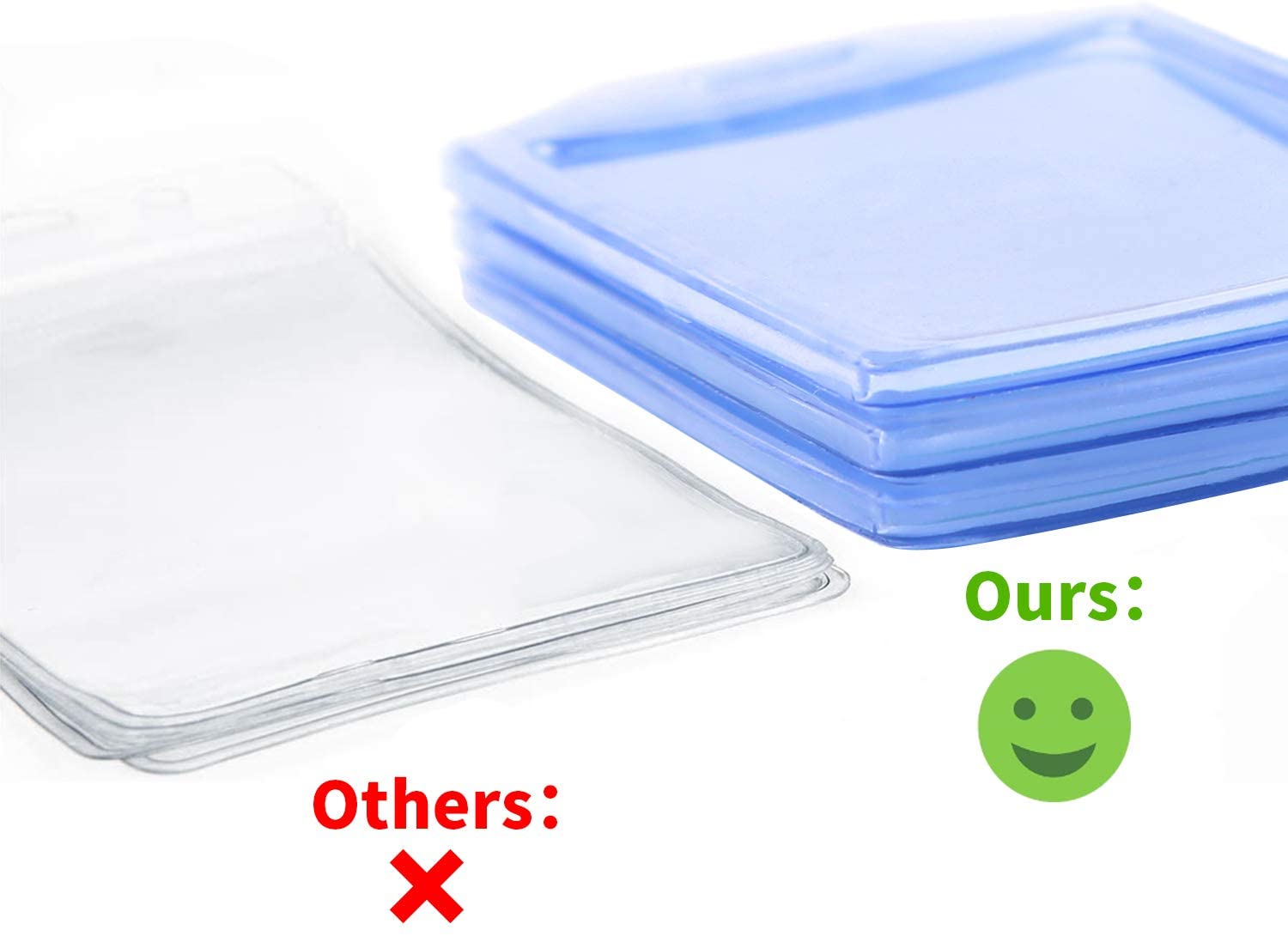 Heavy Duty ID Card Badge Holder, Hard Plastic Vertical Silicone Soft Clear PVC Card Holder Name Tag Holder 57x102mm