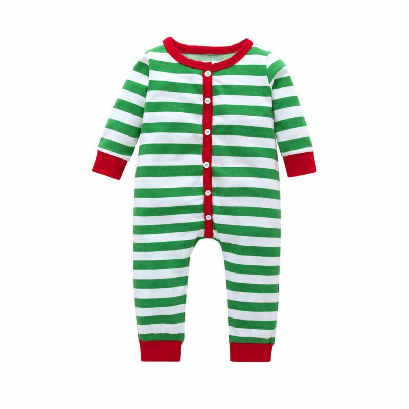 Weihnachten Kleinkind Baby Mädchen Jungen Spielanzugoverall Gestreiften Langarm Weihnachten Pyjama Homewear Outfit 6M-3T