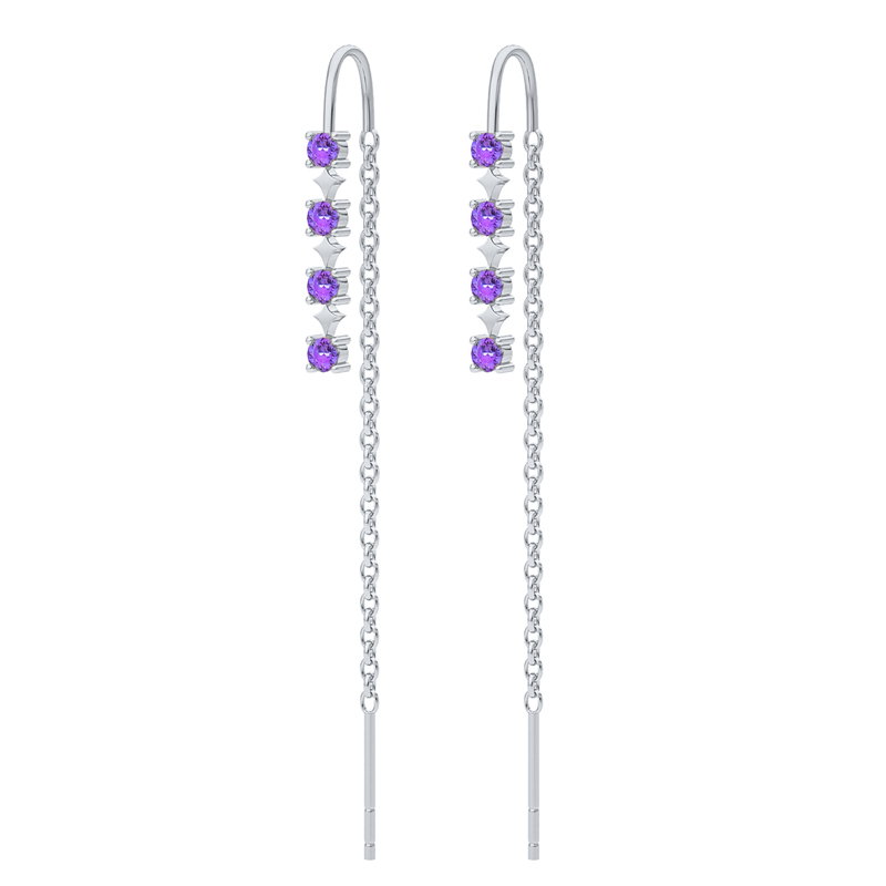 Aide 925 Sterling Zilver Kleurrijke Zirkoon Lange Ketting Kwast Threader Oorbellen Voor Vrouwen Oorbellen Partij Sieraden Pendientes: 6
