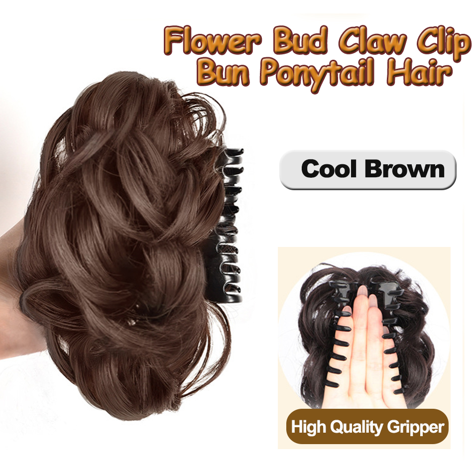 Moño sintético desordenado, pieza de pelo, Clip de garra, extensiones de cola de caballo, estilo Scrunchie, moño de capullo de flor perezoso, cola de caballo rizada ondulada: #30