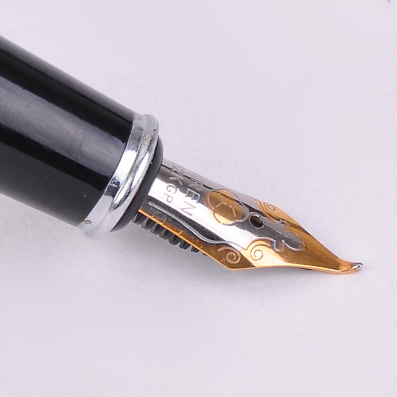 BOOKWORM 675 Black-Orange Silver Flower Amber Celluloid Bent Nib Art Fountain Pen School Supplies Calligraphy Pen
