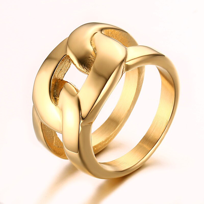 Zorcvens Goud Kleur Grote Bruiloft Engagement Ring Rvs Club Party Ringen Voor Vrouwen Sieraden