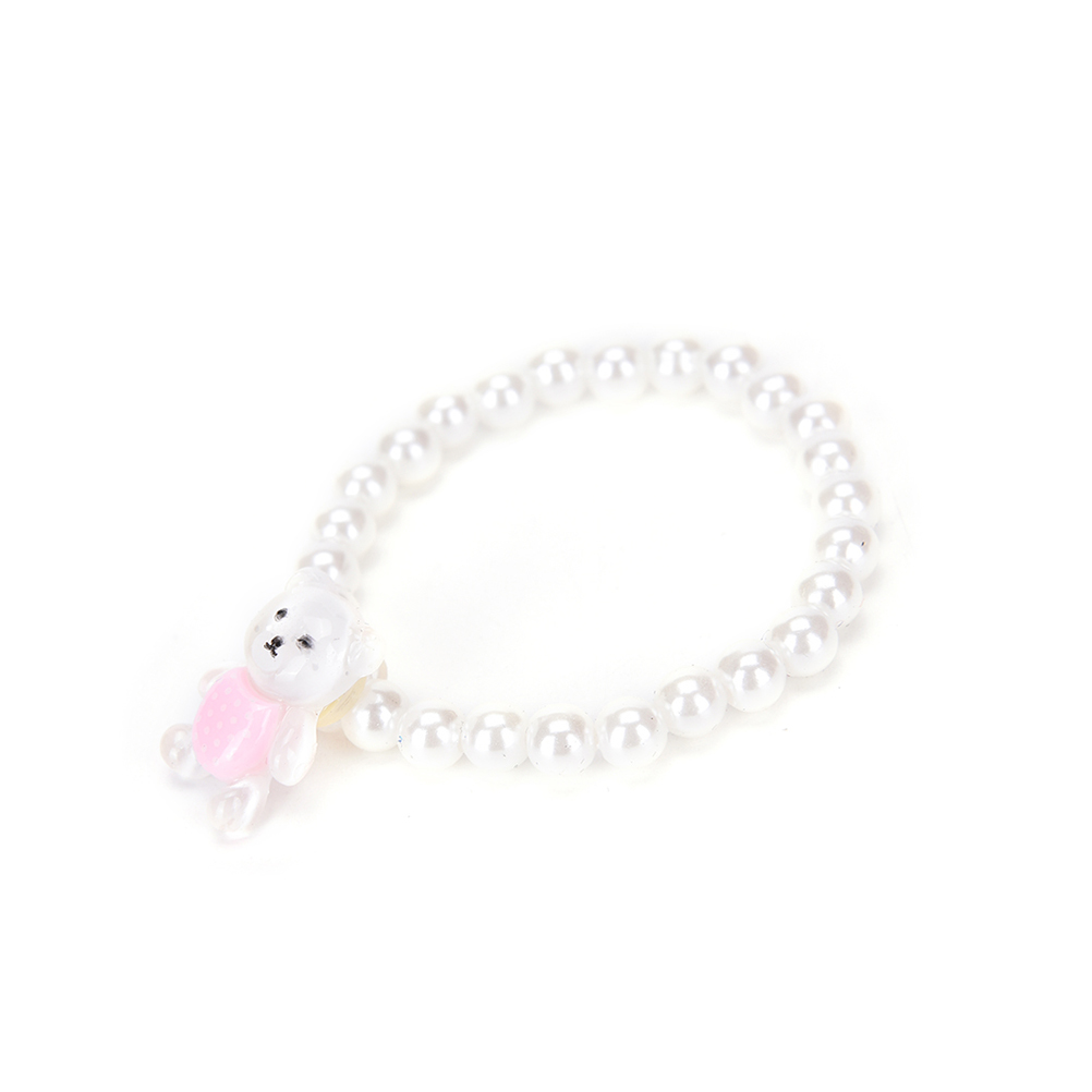 3 teile/satz Weiß Imitation Perle Perlen Bär Rabit Halskette Ring Armbänder Für Kinder Mädchen Kinder Senden Nach Dem Zufall Schmuck Sets