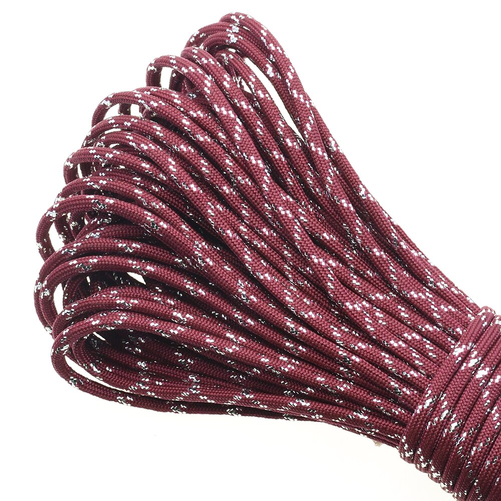 Gold Silver Cord 550 Paracord Parachute Cord Lanyard Mil Spec Type III 7 Strand Core 100 FT 19 Colors: Wine Red-Silver