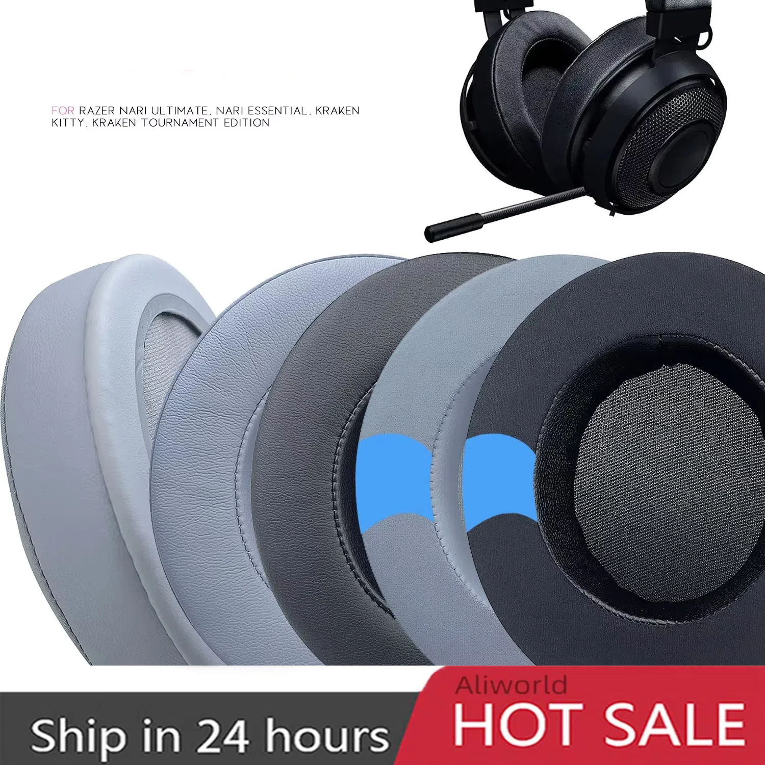 Almohadillas de repuesto para auriculares Razer Nari Ultimate, Nari Essential, Kraken Kitty, Kraken Tournament Edition, refrigeración