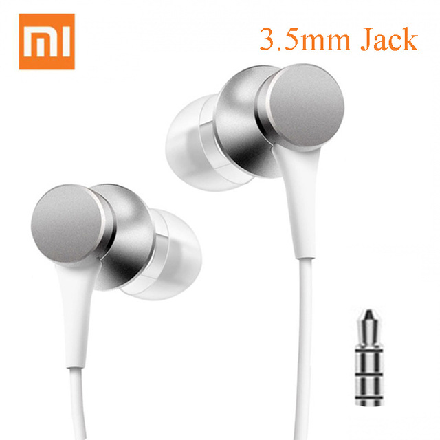 Originele xiaomi mi piston 3 in- oordopjes met 3.5mm- draads bediening en stereo microfoon voor huawei en xiaomi smartphones.: Zilver