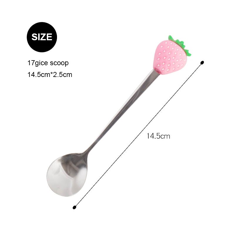 Stainless Steel Fruit Fork Dessert Coffee Spoon Color Fruit Pattern Mixing Scoop Tableware Cutlery Dinnerware Set Kitchen Tool: J