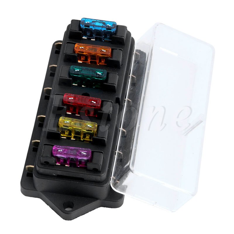 Support de bloc de boîte à fusible 12V/24V | Voiture 6 Way Circuit Standard, ATO lame de fusible support de bloc + 6 fusibles