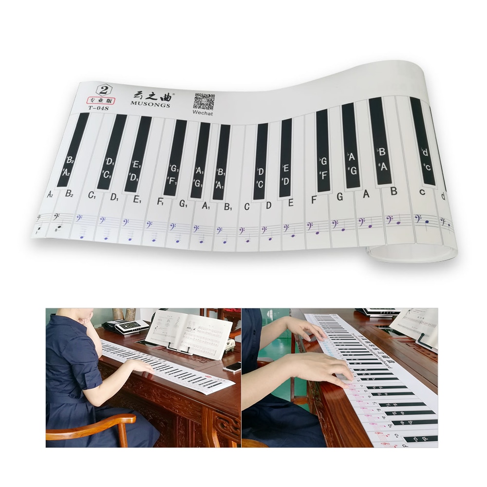 Version 88 Key Keyboard Piano Finger Simulation Practice Guide Teaching Aid Note Chart for Beginner Student