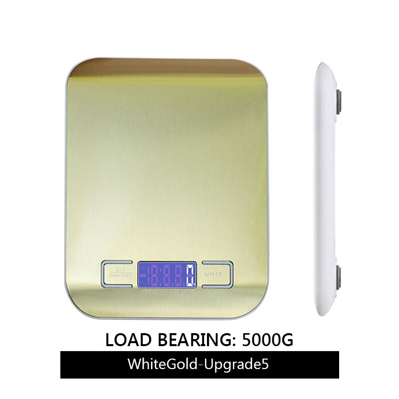 Digital Multi-Function Food Kitchen Scale 11lb/ 22lb 5kg/ 10kg Stainless Steel Platform LCD Display Grams Ounces Cooking Baking: Gold-Upgrade5