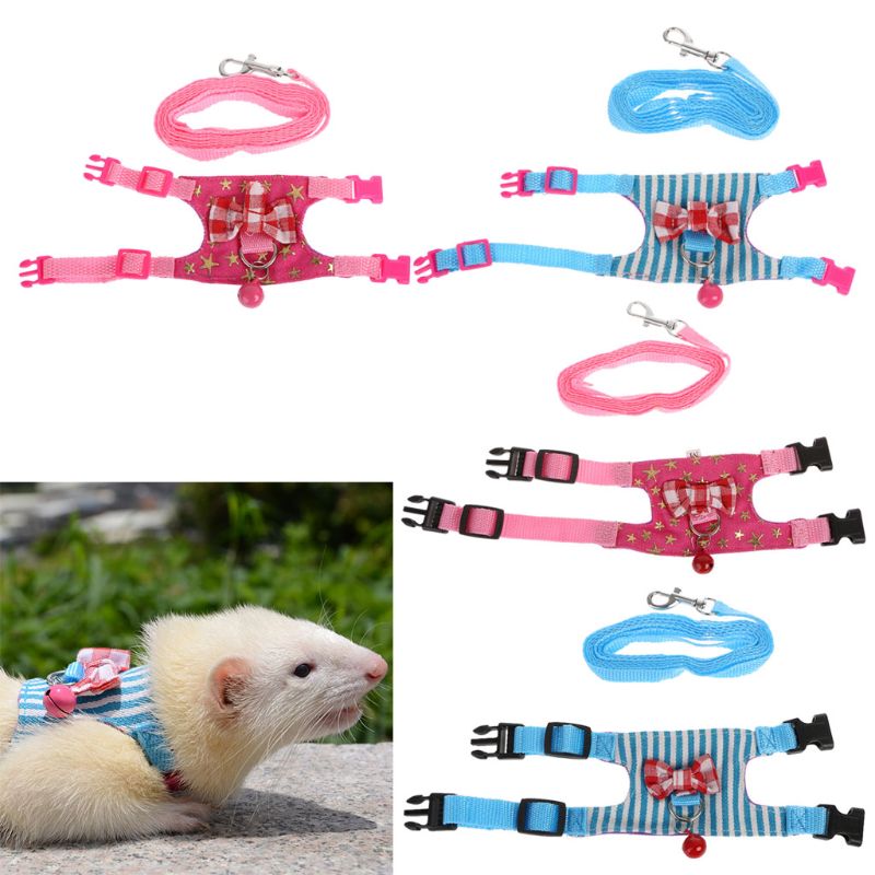 Hamster Konijn Harness Leash Set Voor Fret Cavia Kleine Huisdier Borstband