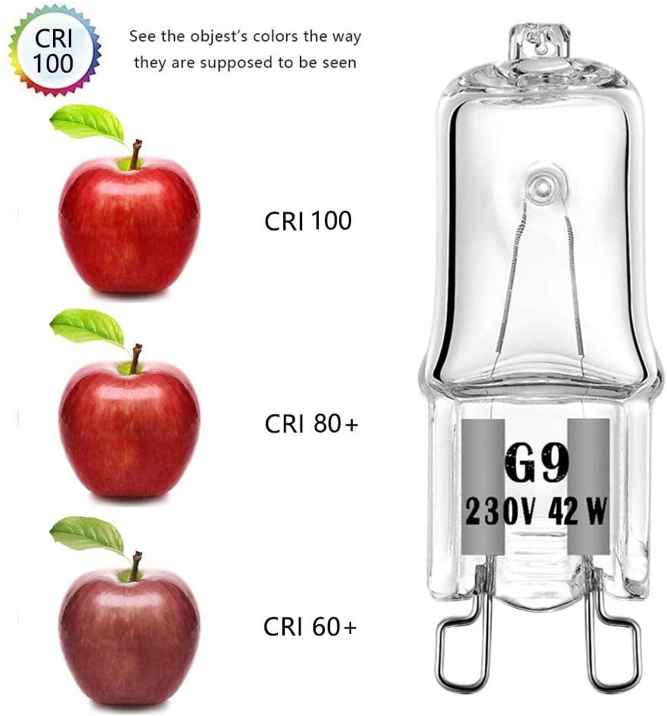 10Pcs/lot G9 halogen bulb glass bulb 42W 220V High Lumenious G9 Lamp