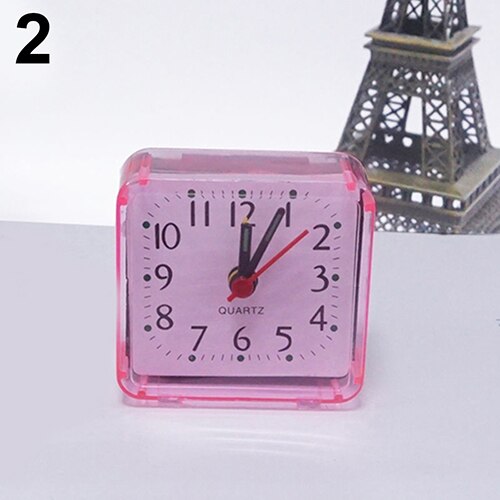 Wekker Vierkante Kleine Bed Compact Travel Quartz Beep Wekker Leuke Draagbare Creatieve Mode Student Klok: Rood