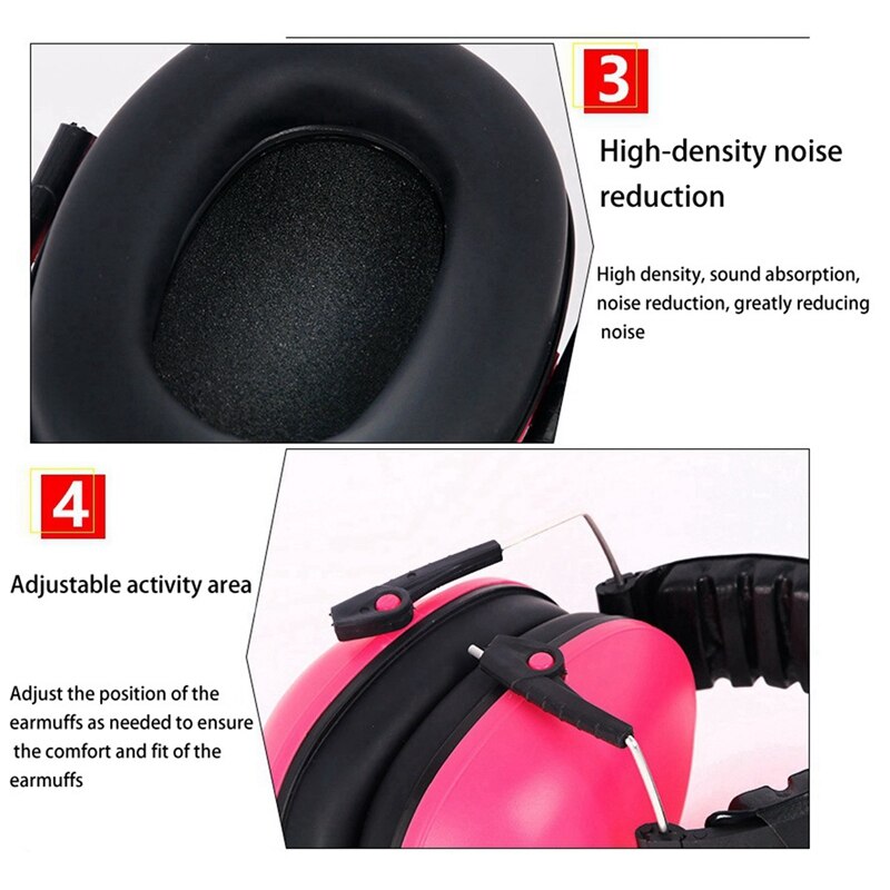 2PCS Anti-Noise Ear Muffs Noise Protection Hearing Protection And Noise Cancelling Reduction Ear Muffs, Pink &amp; Blue