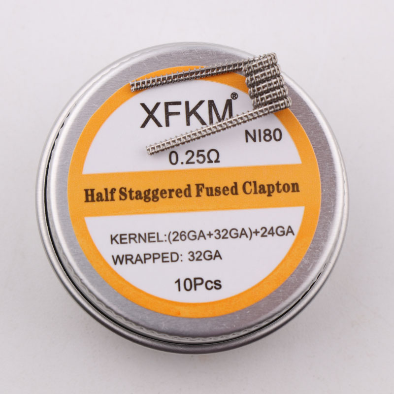 NUOVO XFKM Ni80 Sfalsati Fuso Clapton Prebuilt Colis Nichelcromo 80 Ad Alta Densità Premade Bobina RDA RTA RBA Atomizzatore Bobine di Riscaldamento: half-sta-fu-n80-10