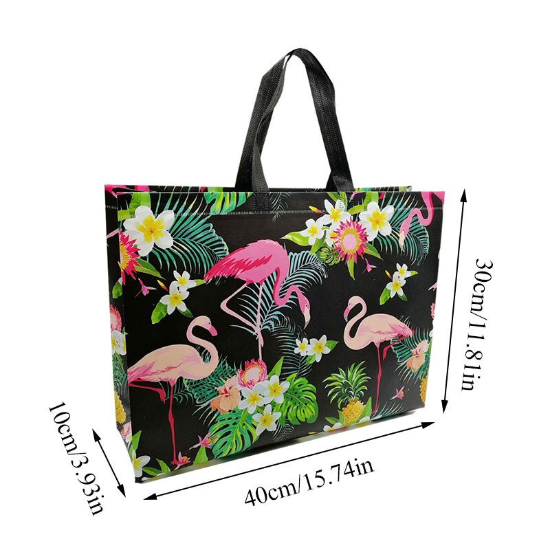 Durable Clothing Tote Bag Customization Eco-friendly Shopping Bag Pouch Travel Flamingo Printing Non-woven Fabric Folding Bag