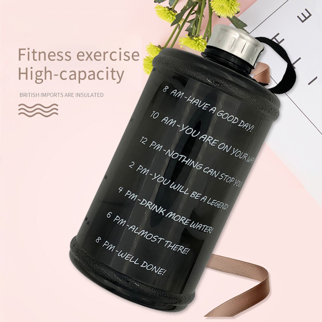 Grote Capaciteit Bidon 73Oz Fitness Oefening Water Fles Met Tijd Sport Fietsen Waterkoker # YL5: black